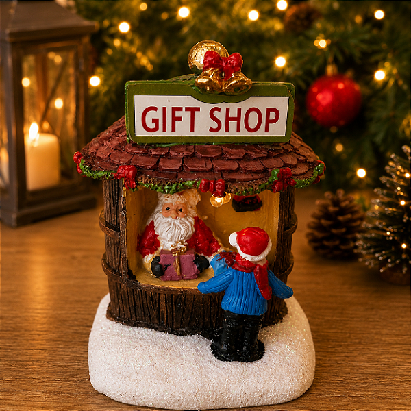 Vila Natalina Gift Shop em Resina 10 cm
