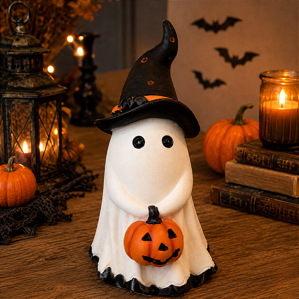 Fantasma de Halloween em Resina - 19,3 cm