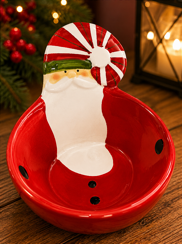 Pote Natalino Papai Noel cerâmica 12 cm
