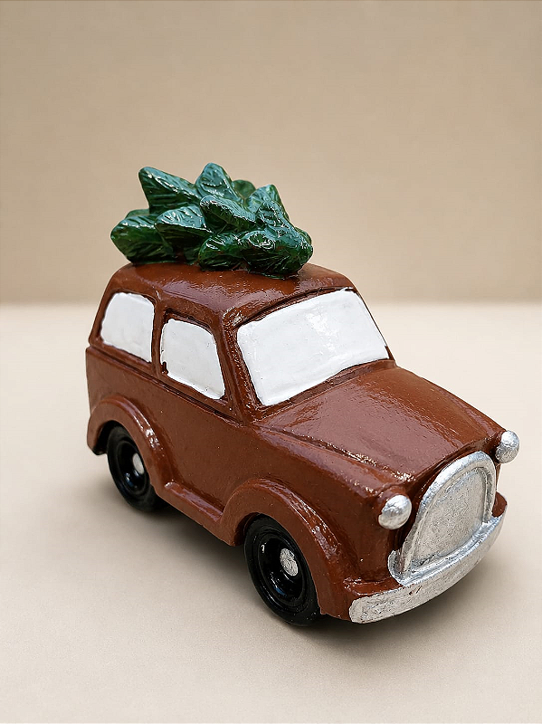 Mini Carrinho Natalino em Resina com Árvore – 6 x 5 cm