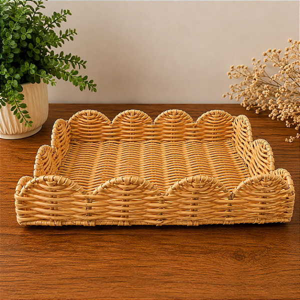 Bandeja Decorativa em Fibra Sintética – 29,5 x 20,5 x 5,5 cm