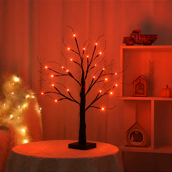 Árvore Seca LED Laranja 45 cm com 24 LEDs