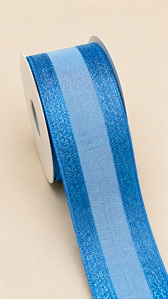 Fita Aramada Azul com Glitter 6,3 cm x 9,14 m | Delicare Home