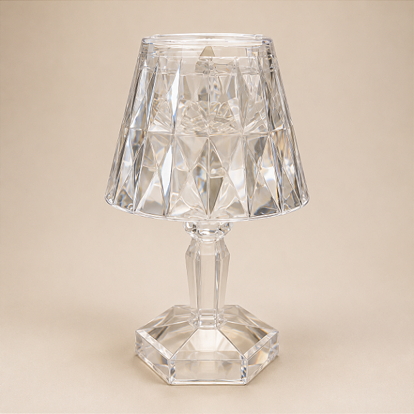 Mini Abajur de Acrílico com Iluminação LED – 12 cm | Luminária Decorativa Transparente Premium