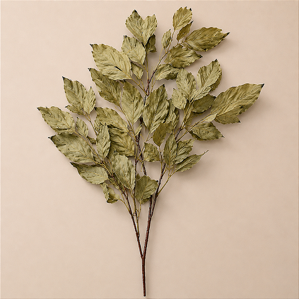 Galho Haste de Folhas Verdes Permanente com Textura Realista – 105 cm