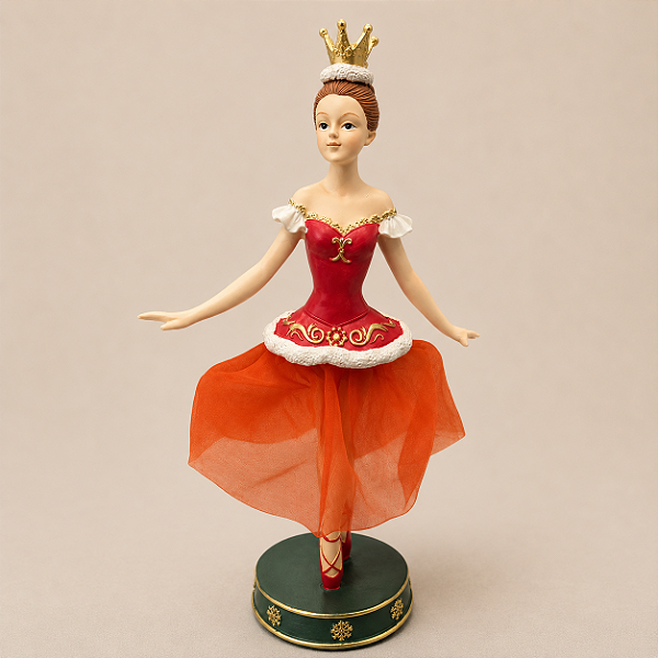 Bailarina Decorativa em Resina com Saia de Tule 23 cm | Bailarina Natalina Premium para Árvore de Natal e Decoração Sofisticada | Delicare Home
