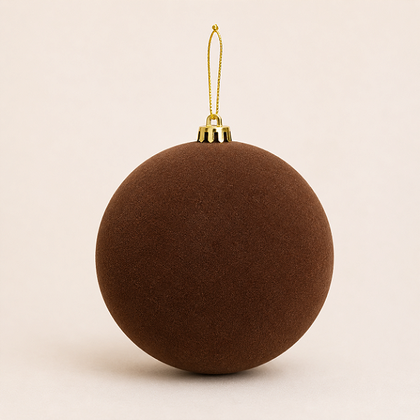 Bola de Natal em Veludo Marrom 12 cm