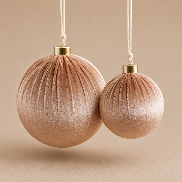 Bola de Natal em Veludo Creme/Bege – 20 cm