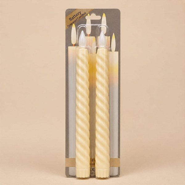 Kit com 2 Velas LED Branco Quente Torcidas – 21 cm