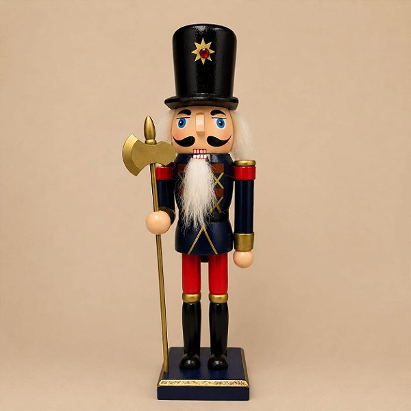 Quebra-Nozes Tradicional de Madeira com Machado – 25 cm