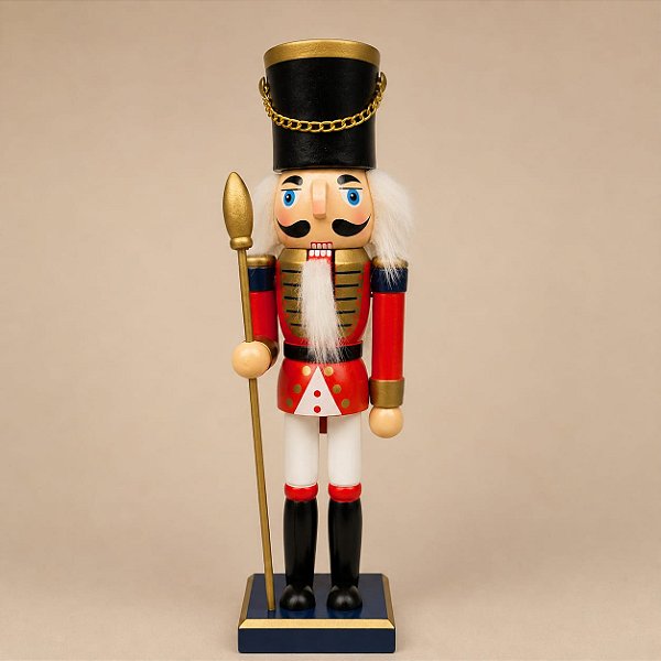 Quebra-Nozes Tradicional de Madeira com Cajado – 25 cm