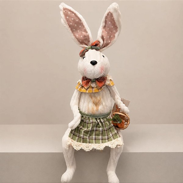 Coelha de Páscoa Branca em Pelúcia Sentada – 50 x 18 cm