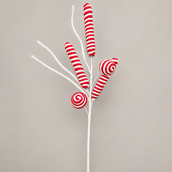Haste Candy Bola Vermelho e Branco pelúcia 67 cm