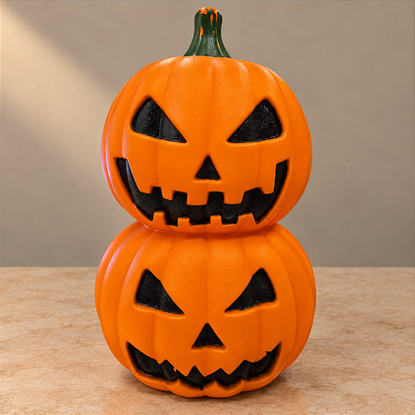 Dupla de Abóboras Halloween 48 cm Laranja e Preta – Área Interna e Externa