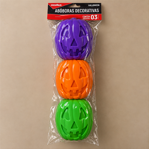Kit 3 Mini Abóboras Decorativas Halloween Coloridas
