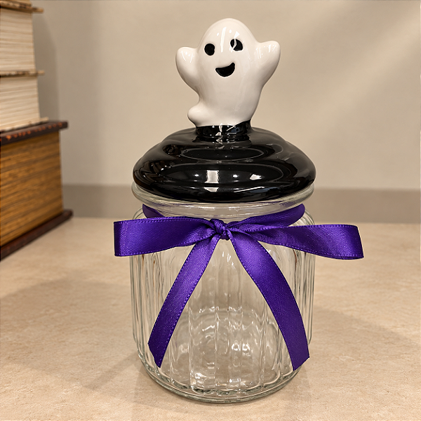 Pote de Vidro Halloween com Tampa Hermética de fantasminha