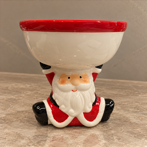 Petisqueira Natalina de Porcelana com Papai Noel – 15 x 15 cm