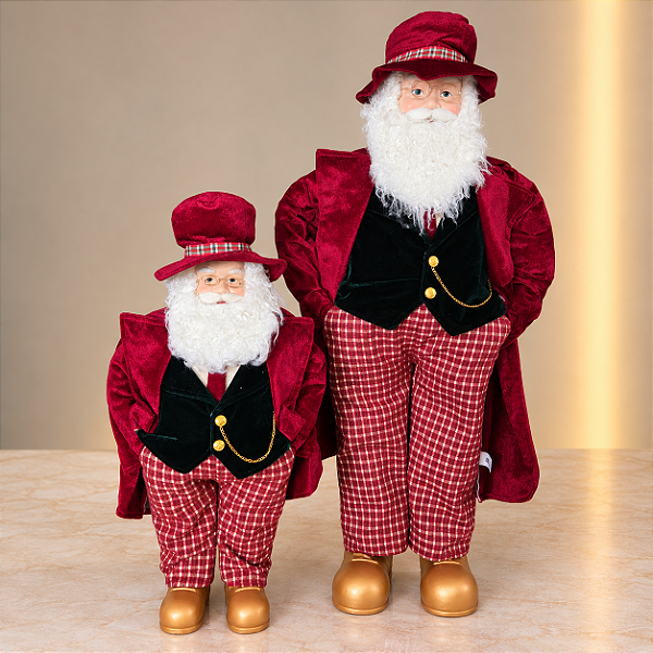 Papai Noel Decorativo de 90 cm com Fraque Bordô