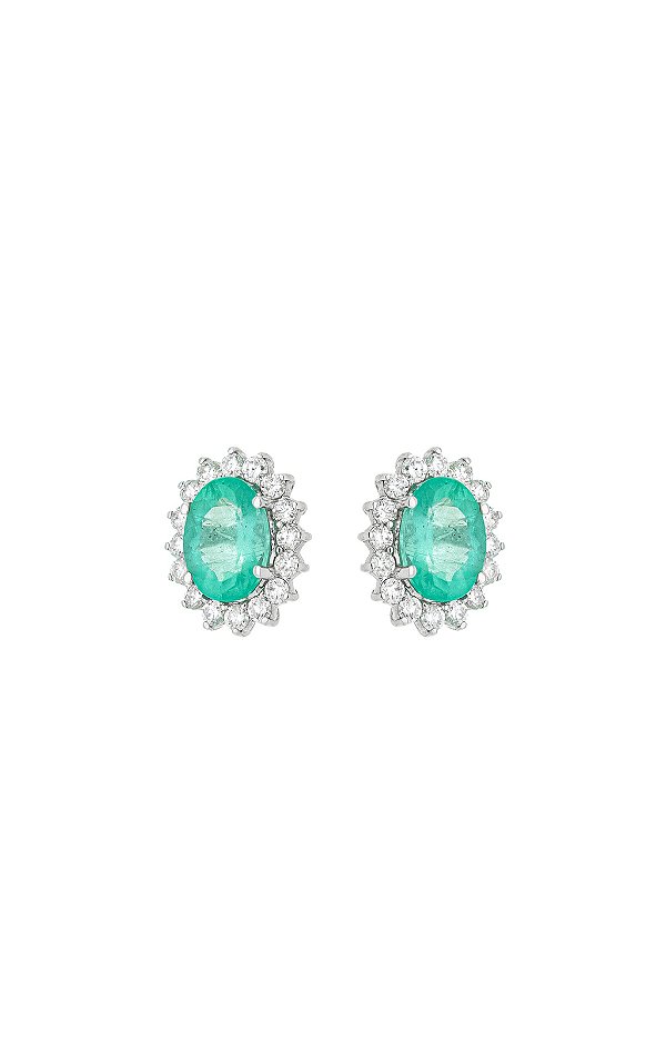 BRINCO ESMERALDA OVAL PRINCESS COM DIAMANTE