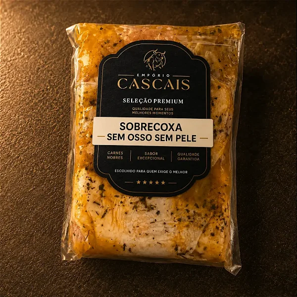 Sobrecoxa Sem Pele e Sem Osso Temperada aproximadamente 800 gramas
