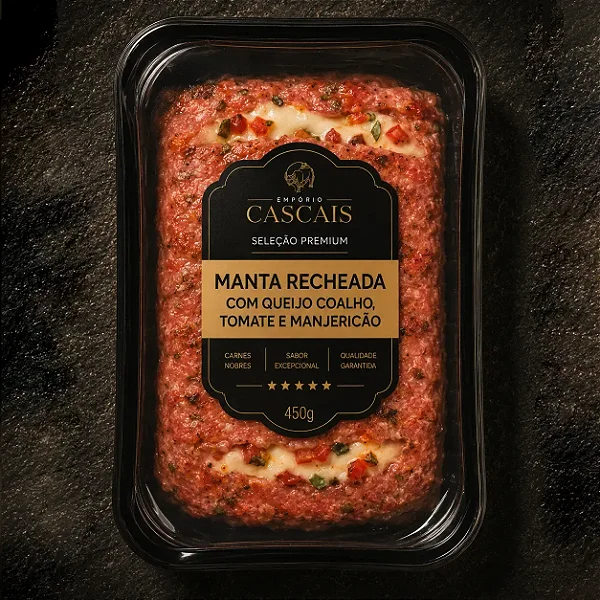 Manta Recheada com Queijo Coalho, Tomate e Manjericão