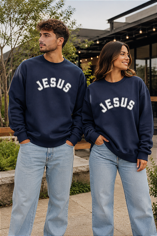 MOLETOM - JESUS-AZUL MARINHO