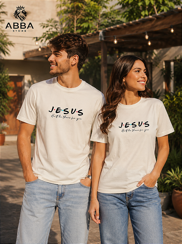 Camiseta Algodão- Jesus Friends -Off White