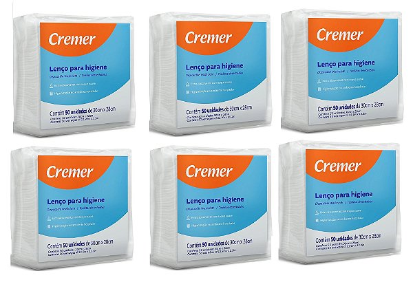 Kit 6 Lenco Banho e Higiene Wipes com 50 Unidades
