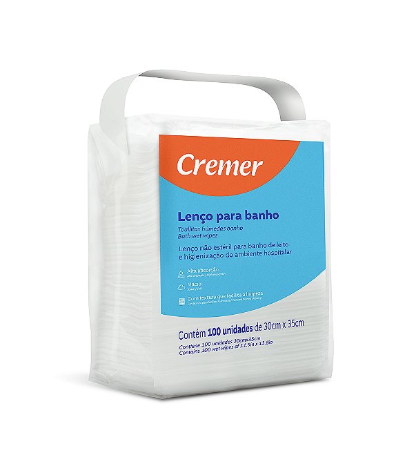 Lenço para Banho e Higiene Cremer 100 Unidades