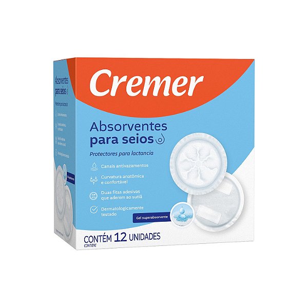 Absorvente de Seios Cremer com 12 Unidades