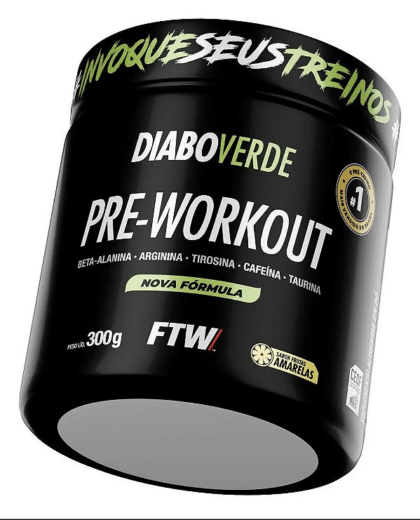 Pre Treino Pre Woorkout Diabo Verde Pote 300g - consulte sabores - FTW