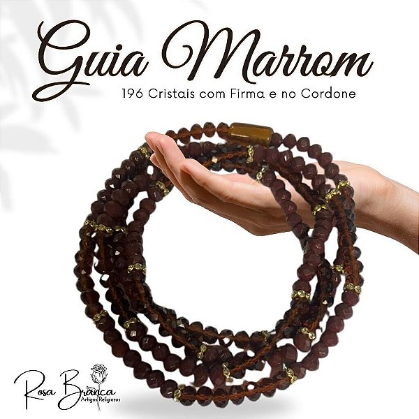 Guia Fio de Contas Marrom com 65cm de Cristal com Firma e 196 Cristais