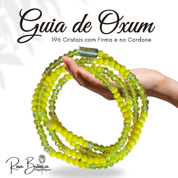 Guia Fio de Contas de Oxum com 65cm Cristal Amarelo com Firma e 196 Cristais