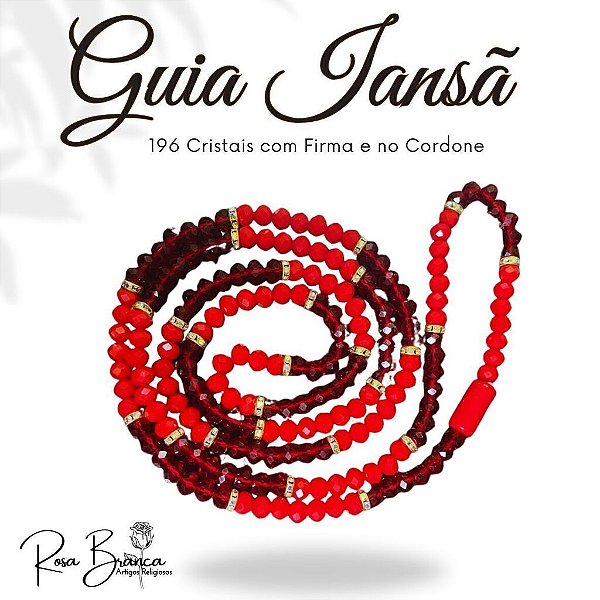 Guia Fio de Contas com 65cm de Iansa de Cristal com Firma 65cm Umbanda e Candomblé