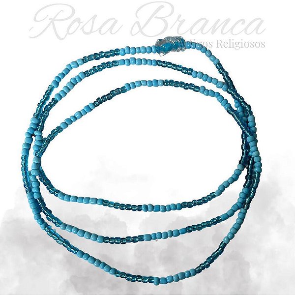 Guia de Miçangas - Azul Claro e Azul Cristal Com Firma