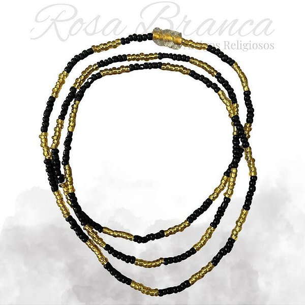 Guia de Miçangas - Preto e Dourado Com Firma