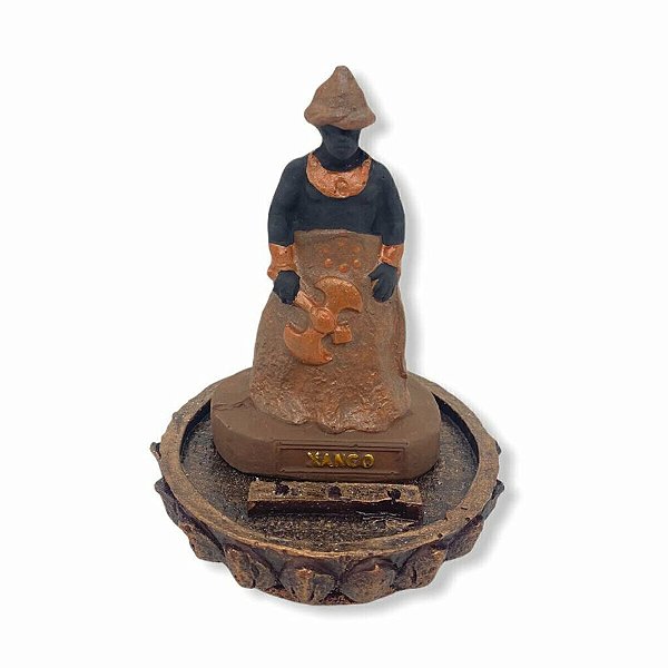 Incensário Xangô Marrom 12 cm 3 Varetas em Resina