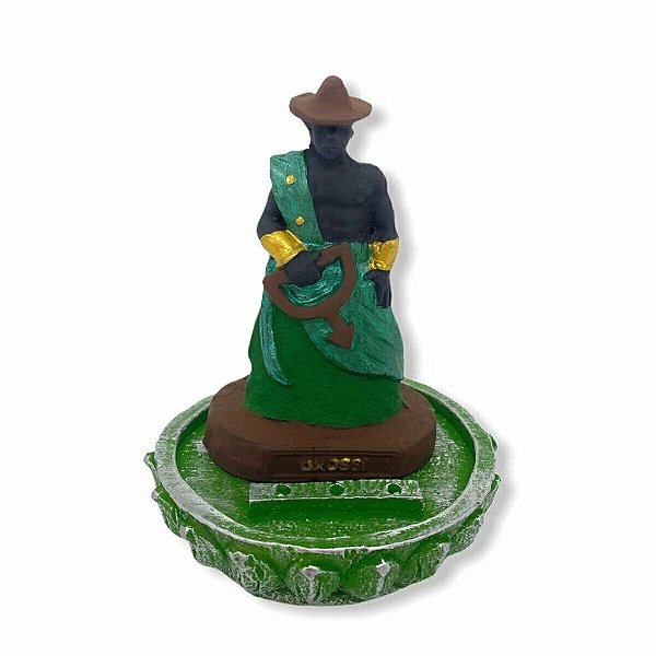 Incensário Oxóssi Verde 12 cm 3 Varetas em Resina