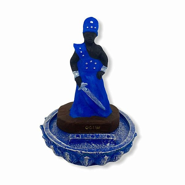 Incensário Ogum Azul 12 cm 3 varetas em resina