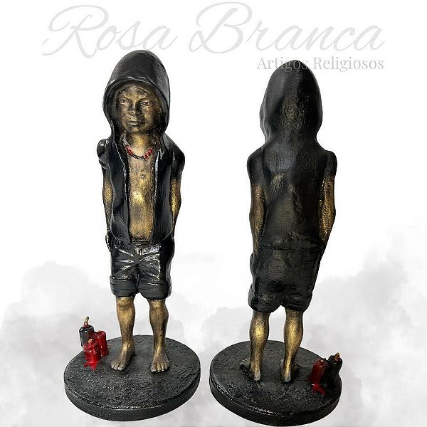 Imagem Resina Premium - Exu Mirim Preto - 22cm