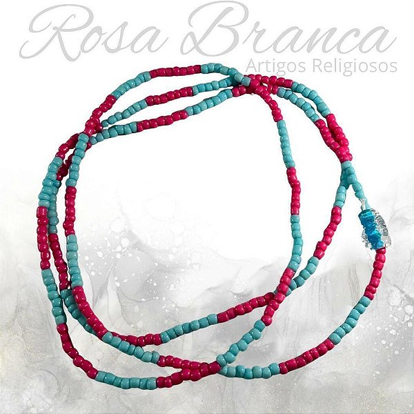 Guia de Miçangas - Azul e Rosa (Erê) Com Firma Azul