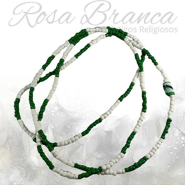 Guia de Miçangas - Verde e Branco Com Firma