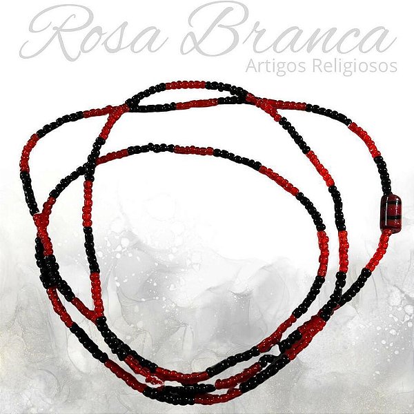 Guia de Miçangas - Preto e Vermelho Cristal Com Firma