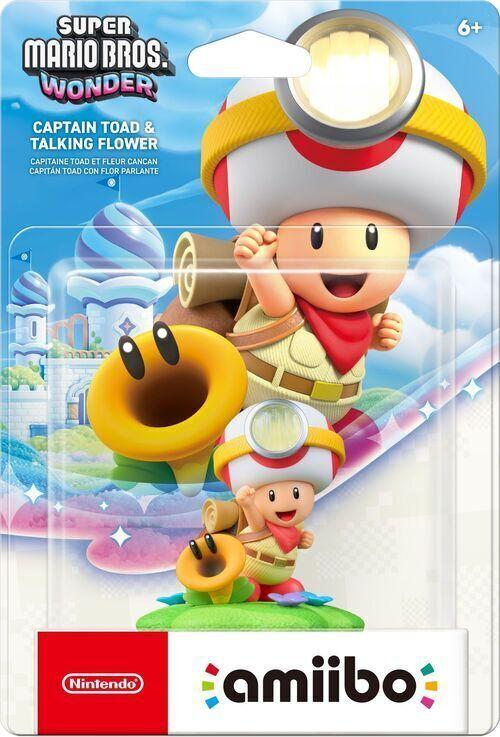 amiibo de Capitão Toad e Flor tagarela Super Mario Bros. Wonder