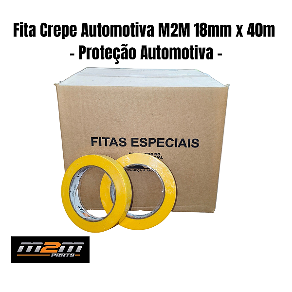 Kit 40 Fita Crepe Automotiva M2M Parts Amarela 18mm x 40m em Dracena