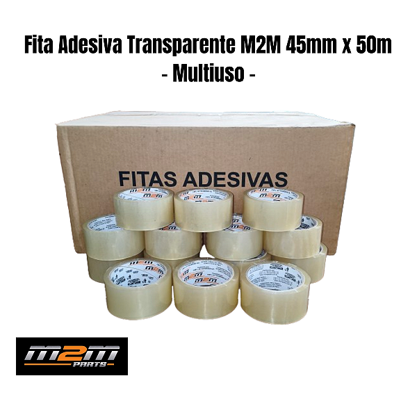 Kit 100 Fita Adesiva Transparente M2M 45mm x 50m Premium em Dracena