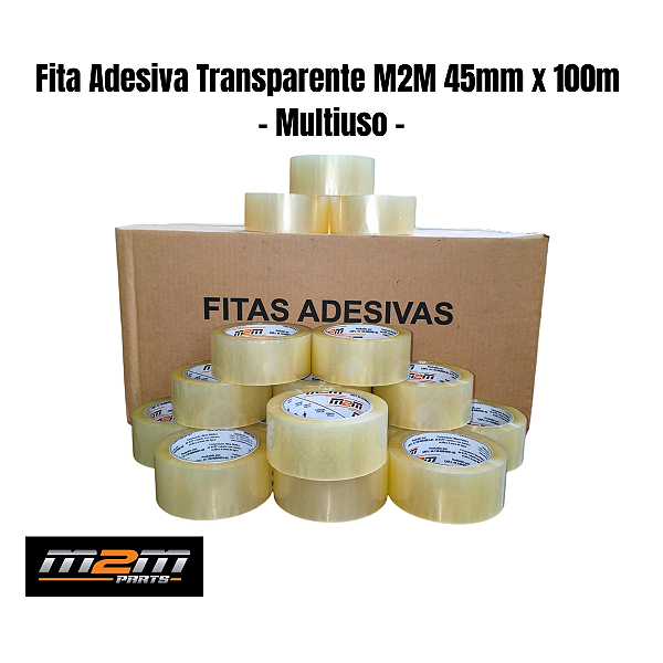 Kit 80 Fita Adesiva Transparente M2M 45mm x 100m Aderente em Dracena