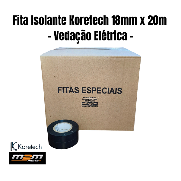 Kit 50 Fita Isolante Koretech 18mm x 20m Preta Antichama Em Dracena