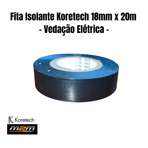 Fita Isolante Koretech 18mm x 20m Preta Antichama Em Dracena