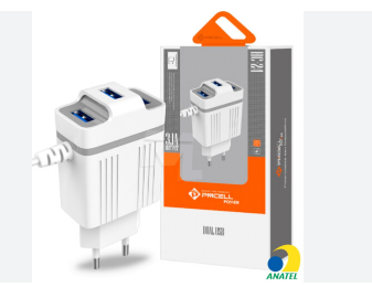 Carregador de Celular Original Pmcell 3.1A HC-24 com 3 Portas USB e Cabo V8